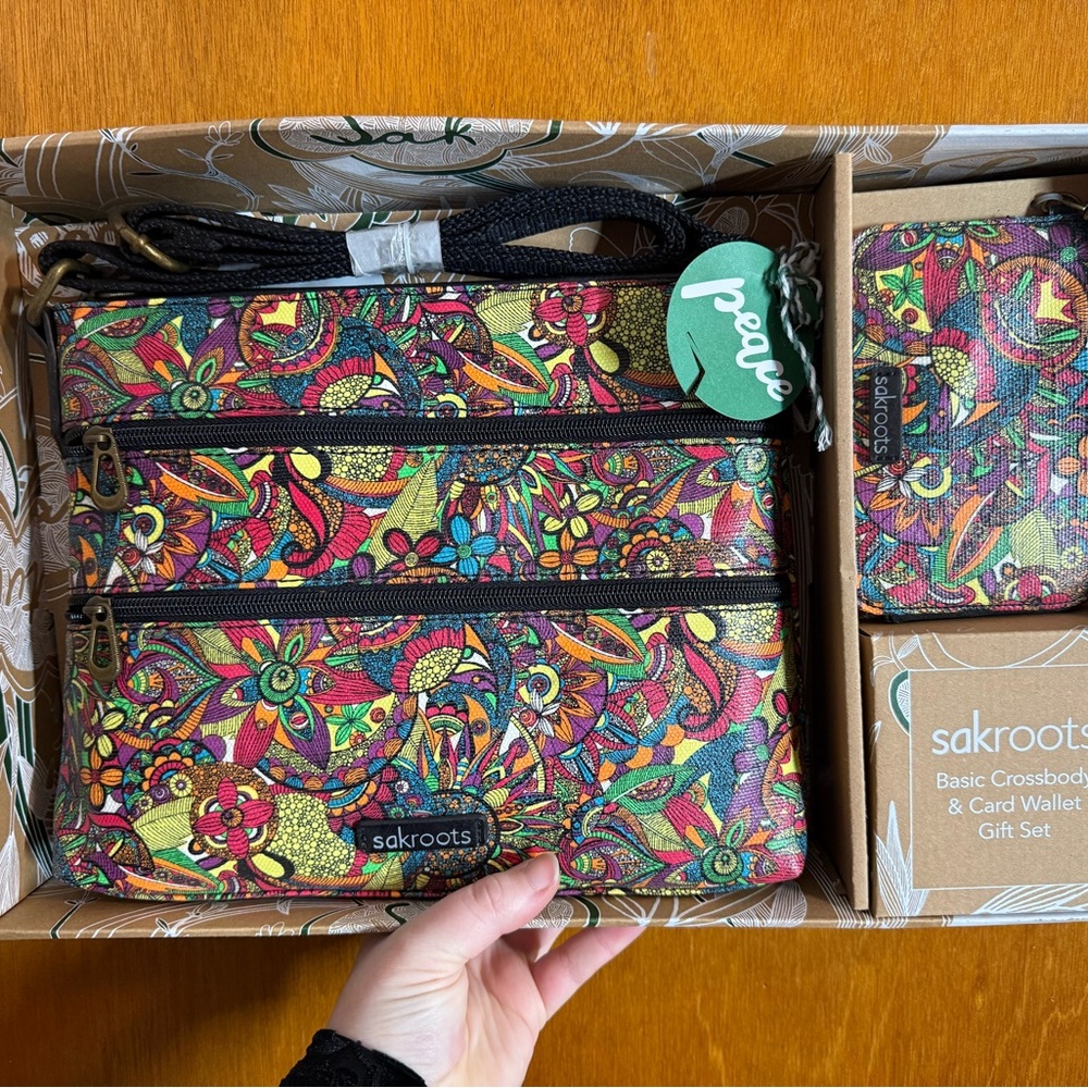 Sakroots Multicolor Floral Crossbody and Wallet Set